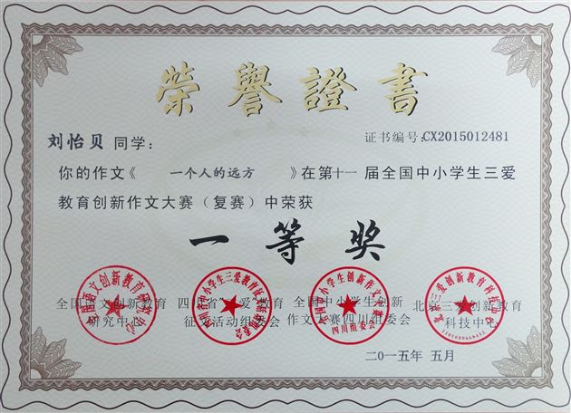 喜报:棠外学子在2015年全国创新作文大赛高中组复赛中获佳绩