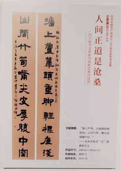 棠外郭彦飞老师作品入选“人间正道是沧桑”四川省书法名家书党史优秀作品展