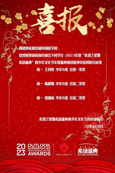 启梦棠外 “英”你精彩——希望英语全国总决赛,棠外学子再续辉煌
