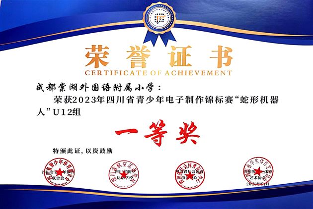 棠外附小学子荣获“2023年四川省青少年电子制作锦标赛”团体冠军