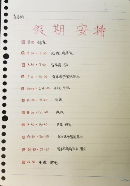 寒假计划