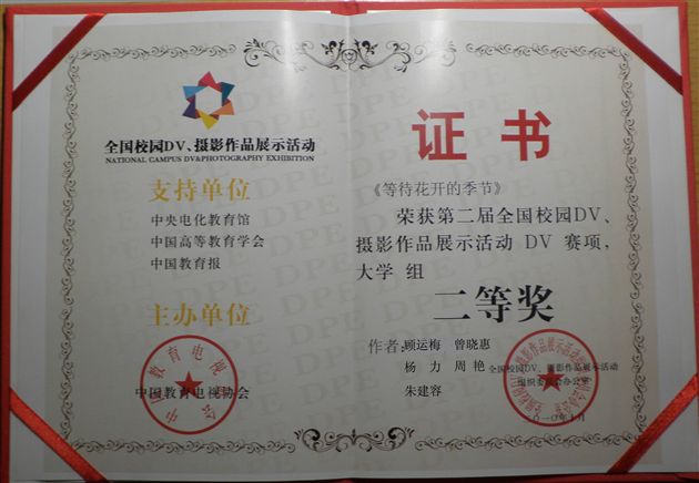 DV获奖证书